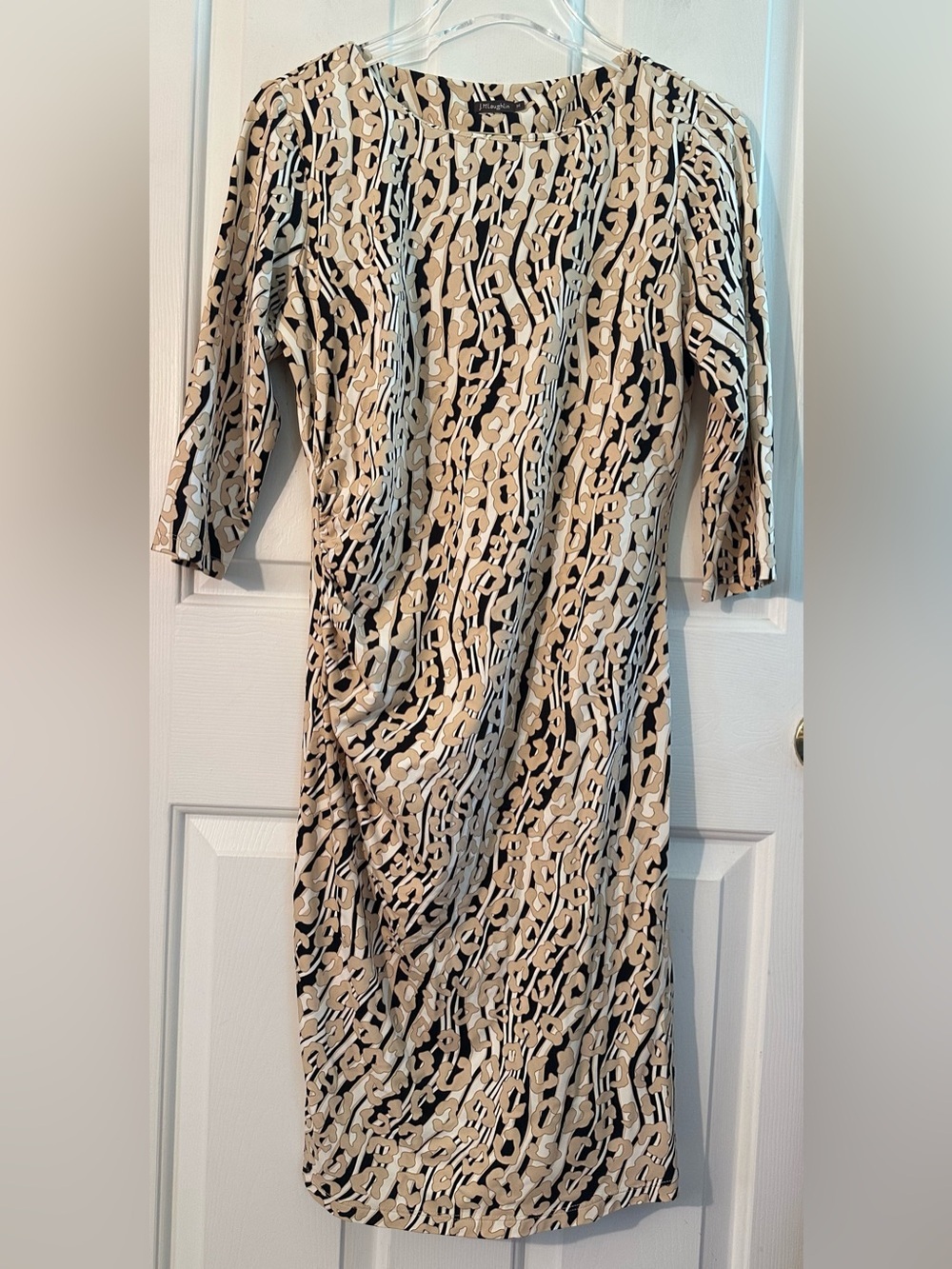 J. McLaughlin Med Capsule Catalina Cloth Vanilla Tan Animal Print Sheath Dress